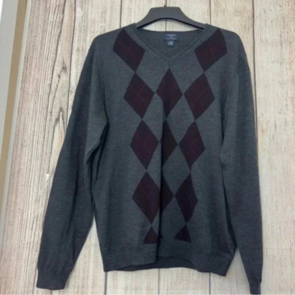 Vintage Brooks Brothers Mens V neck Italian Merino Wool Sweater size XL